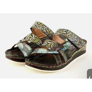 Artiste Caiman Slide Sandal Size 37 US 6.5-7 Black Muli NWB